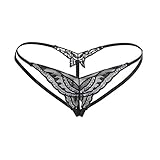 Cikyoo Women Sexy Panties Butterfly Embroidery G-String Thong Strappy Briefs Underwear Lingerie Tangas T-Back Panty Black