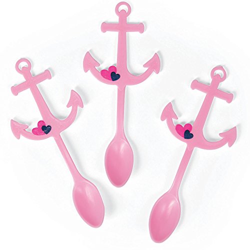 Fun Express Nautical Girl Picks with Spoons (25pc) for Birthday - Party Supplies - Serveware & Barware - Picks & Stirrers & Parasols - Birthday - 25 Pieces