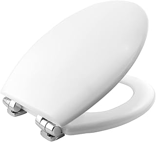BEMIS New York Ultra-Fix White Moulded Wood Toilet Seat | WC seat That Will not Loosen and fits Most Toilets | Ultra-Fix Bottom fix | Water-Based Paint for Easy Clean | Easy and Quick Installation