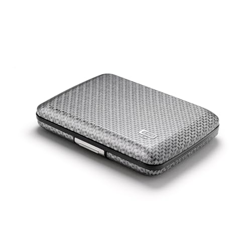 Image of OGON -DESIGNS- Aluminum card holder with metal lock, RFID protection against fraud and demagnetization, compact wallet, Smart Case OSLO model