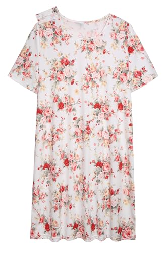 AVIIER Hospital Gowns for Women Open Back Adaptive Clothing Nightgowns Post Shoulder Surgery Dress White Flower S