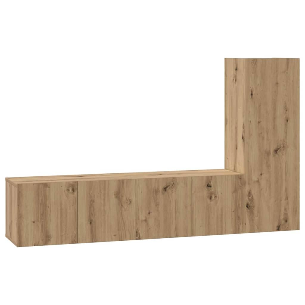 TV-Schrankset Wandmontiert 3-teilig Artisan-Eiche Holzwerkstoff, Modernes Media-Center für Wohnzimmer, Robuste Aufbewahrungslösung, 180 kg Traglast
