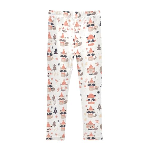 Cute Raccoon Wildlife Christmas Kids Girl's Legging Casual High Waisted Pants Running2