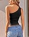 Avidlove Womens One Shoulder Top Summer Going Out Crop Tank Tops Y2K Tops Fashion Cami Outfit Cute Tops Black