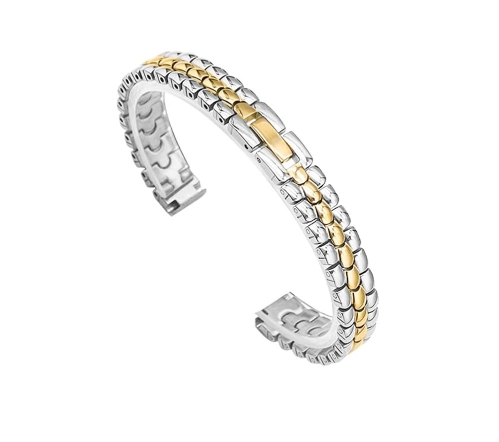 WUURAAWoman Solid stainless steel watch strap with metal watch chain