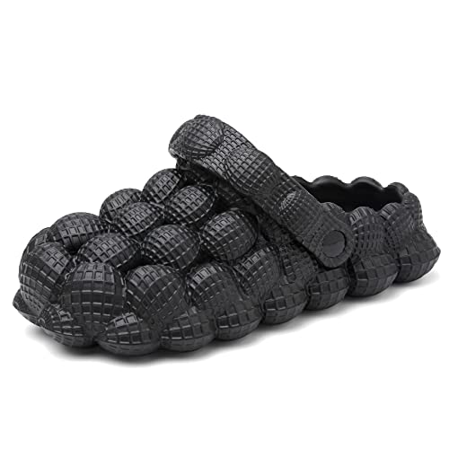 Scecocrs Kids Bubble Slides Shoes Garden Clogs, Boys Girls Cushioned Massage Golf Ball Slides Platform Comfortable Bubble Slipper Sandal Black #TOP6