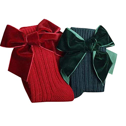 Kayotuas Baby Girls Knee High Socks with Bows Long Tube Ruffled Uniform Stockings Infant Toddler Ribbed Knit Socks2