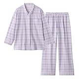 KIREILABO Fitte パジャマ 綿100％ 【長袖・長パンツ】 肌に優しい ワイドパンツ チェック柄 オーガニックコットン使用 レディース KL2046