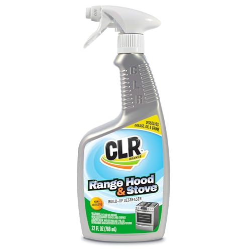 CLR Brands Range Hood & Stove Build Up Degreaser, 22 fl. oz., Fast Acting, Non Abrasive Cleaner, Works on Glass Stove Tops, Oven Racks, BBQ Grills and More
