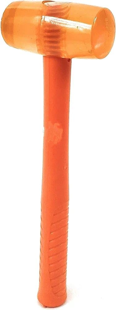 VENEKETY Rubber Mallet Hammer with Rubber Round Head and Non-Slip Comfortable Grip Handle Soft Face Hammer for Tiles and Other Work 400g (Green or Orange) (Size: 500G) 2