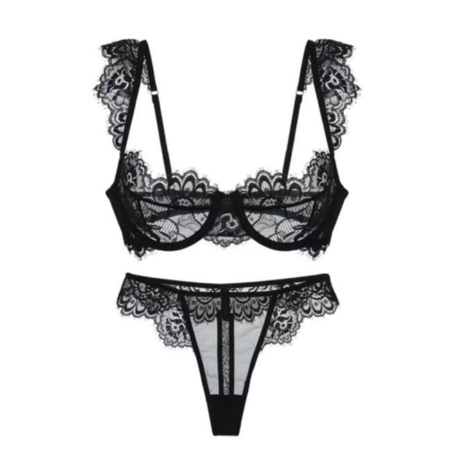 Koronkowa seksowna bielizna damska Europejska i amerykańska elegancka ozdoba na ramiona Biustonosz cienki komplet INS Hot Style(White_M-75B)