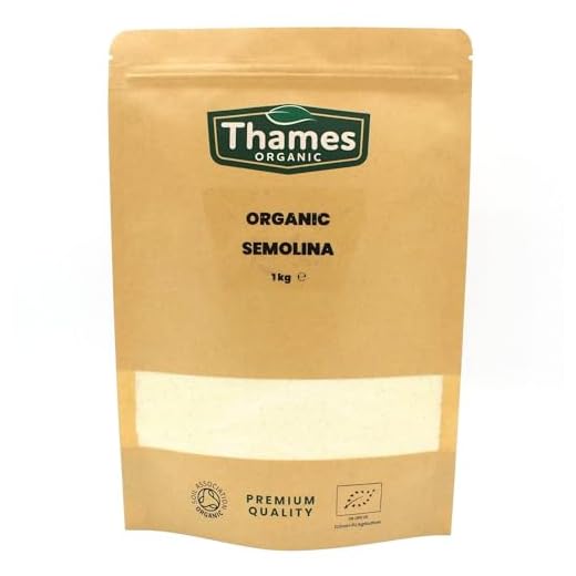Sémola orgánica, sin aditivos, sin conservantes, certificada orgánica, cruda, vegana, sin OMG, perfecta para hornear y cocinar, alta en proteínas, Thames Organic 1 kg