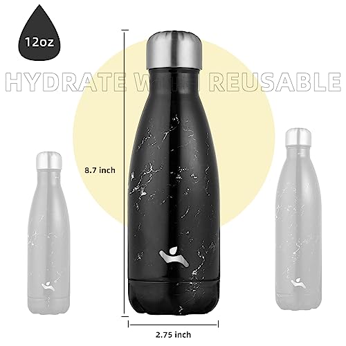 Image of Konokyo Insulated Water Bottles,12 oz Double Wall Stainless Steel Vacumm Metal Flask for Sports Travel,Marble Midnight