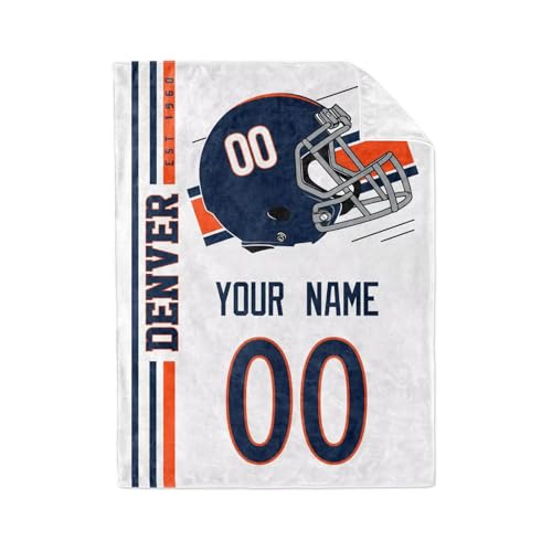 Image of Denver Throw Blanket Custom Name and Number Personalized Gifts for Men and Women