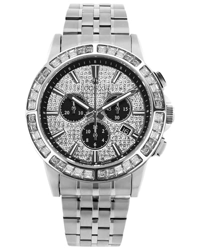 LOUIS XVI Majesté Iced Out 1131 - Ø43 mm - Herren Uhr - Wasserdicht - Mit Saphirglas - Armband Silber - Zifferblatt CZ-Diamanten Weiss - Schweizer Quarzwerk