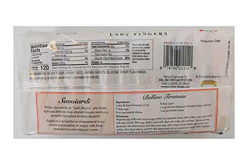 Italian Dessert Bundle- Bellino Savoiardi Lady Fingers For Tiramisu, 7Oz (Pack Of 2) With Bamboo Tong Bundled With Ferrara - Mini Cannoli Shells, 3 Oz. (Pack Of 3) With Pastry Piping Bags (3 Pieces) #TOP2