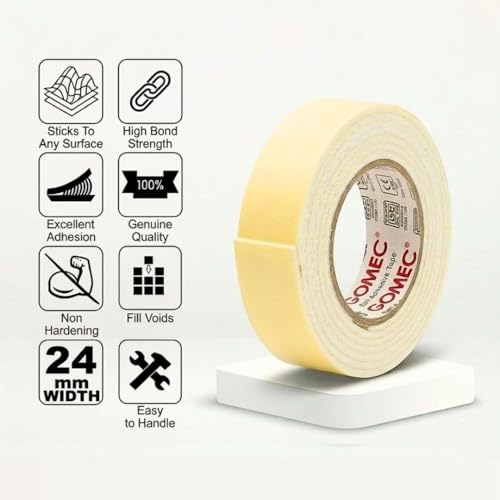Image of Double-Sided Foam Tape 3mtr X 24mm - Strong Mounting, Shock Absorbing, Multi-Surface Adhesive Tape for Home, Office, Decor & Automotive - No Drilling, Clean Finish (3mtr X 24MM (Pack of 3))