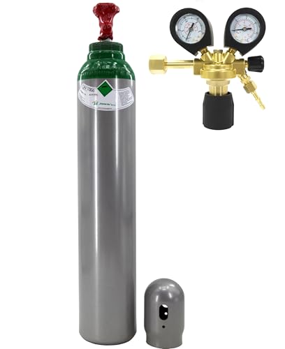 Bestschweissen.de Argon-Schutzgasflasche 8 l mit Argon-Druckminderer - gefüllte Argonflasche 200 bar + Druckminderer Ar/CO2-10 BestSchweissen.de für WIG-, MIG- und MAG-Schweißen