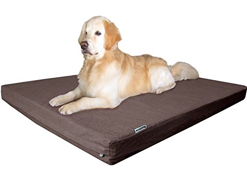 Dogbed4less Orthopedic Waterproof Heavy Duty Gel Memory Foam Dog Bed for Large pet, Denim in Brown, Jumbo 55"X47"X4"