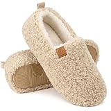 EverFoams Damen Winter Warme Hausschuhe Kunstwolle Memory Foam Geschlossen Pantoffeln, Khaki,38/39 EU