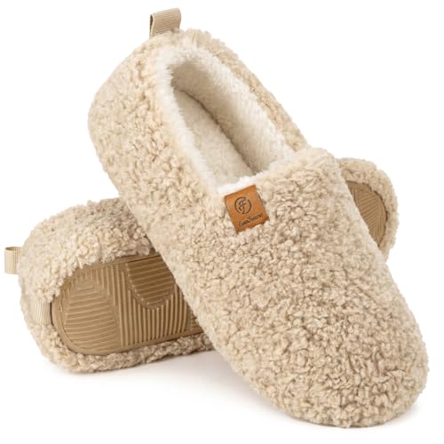 EverFoams Damen Winter Warme Hausschuhe Kunstwolle Memory Foam Geschlossen Pantoffeln