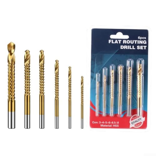 Juego de 6 brocas de perforación de tornillo en espiral con cuchillas de molienda finas para una mejor eliminación y ranurado de virutas