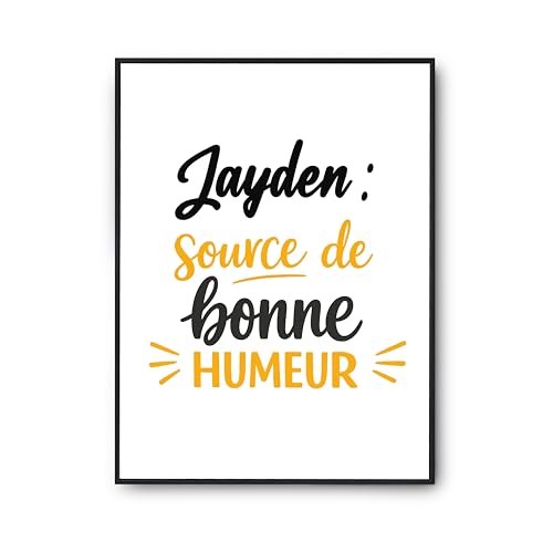 Affiche Jayden source de bonne humeur : poster imprimé en France pour décoration murale