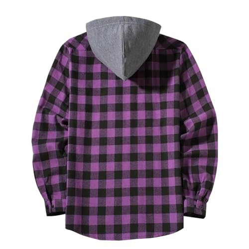 Aryapyper Men's Shirt Plaid Hoodie Long Sleeve Stylish Hooded Fall Casual Button Down Western Shirts with Flat Pocket2