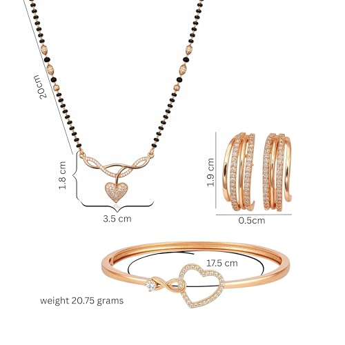Image of Nilu's Collection American Diamond Rose Gold Plated Designer Mangalsutra Pendant for Girls and Women (With Chain) (Style 1)