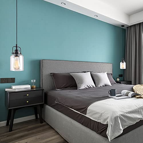 KLSS Modern Black Cylinder Pendant Light Fixture,Glass Pendant Lighting for Kitchen Island Operating Table Decor Veranda Bar - 4.75 Inch Shade,2-58 Inch Cord,Matte Black.(2 Pack) - Image 8