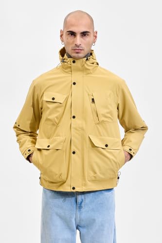 Image of SNITCH Men Casual Jacket | Relaxed Fit High Neck Full Sleeve Solid Pattern | 100% Polyester Durable & Comfortable Machine Washable Jacket