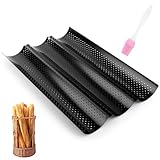 NVIYAM Baguette Backform, 3er Baguetteblech mit Antihaftbeschichtung...
