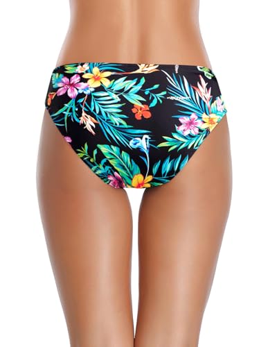Image of Tempt Me Women Twist Bikini Bottom Moderate High Cut Bathing Suit Bottoms Ruched Swimsuit Bottom
