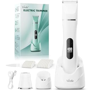 Rasoir Electrique Femme - Tondeuse Femme Intime Tout-En-Un (Visage, Jambes, Aisselles & Corps) Tondeuse Bikini Rasoir Maillot avec 4 Peines, Écran LED & USB-RechargeStation, Cadeaux Anniversaire