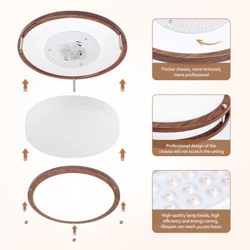 Image of Flush Mount Ceiling Light - 2 Pack 13″ 36W 3000K /3500K /4000K /5000K /6000K Dimmable Led Ceiling Light Fixture for Kitchen Hallway Bedroom Bathroom (2, Nussbaum, 13 Inch)