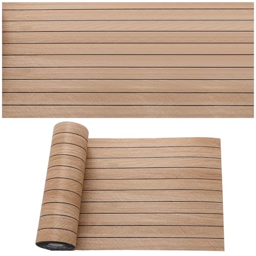 3D Wandpaneele Selbstklebend, 40cmX300cm Holzoptik Wandverkleidung Selbstklebend, Holz Optik Paneele Tapeten für Innenwanddekoration, 3D Akustikpaneele, Wasserdicht, 1.2㎡ (Hellbraun mit Linien)