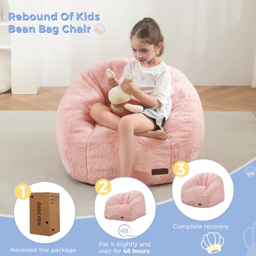 MAXYOYO-Bean-Bag-Chair-for-Kids-Shell-Shaped-Bean-Bag-Couch-for-Boys-and-Girls-Toddler-Chair-Bean-Bag-Sofa-for-Playroom-Nursery-Room-Pink MAXYOYO Bean Bag Chair for Kids Shell Shaped Bean Bag Couch for Boys and Girls Toddler Chair Bean Bag Sofa for Playroom Nursery Room Pink