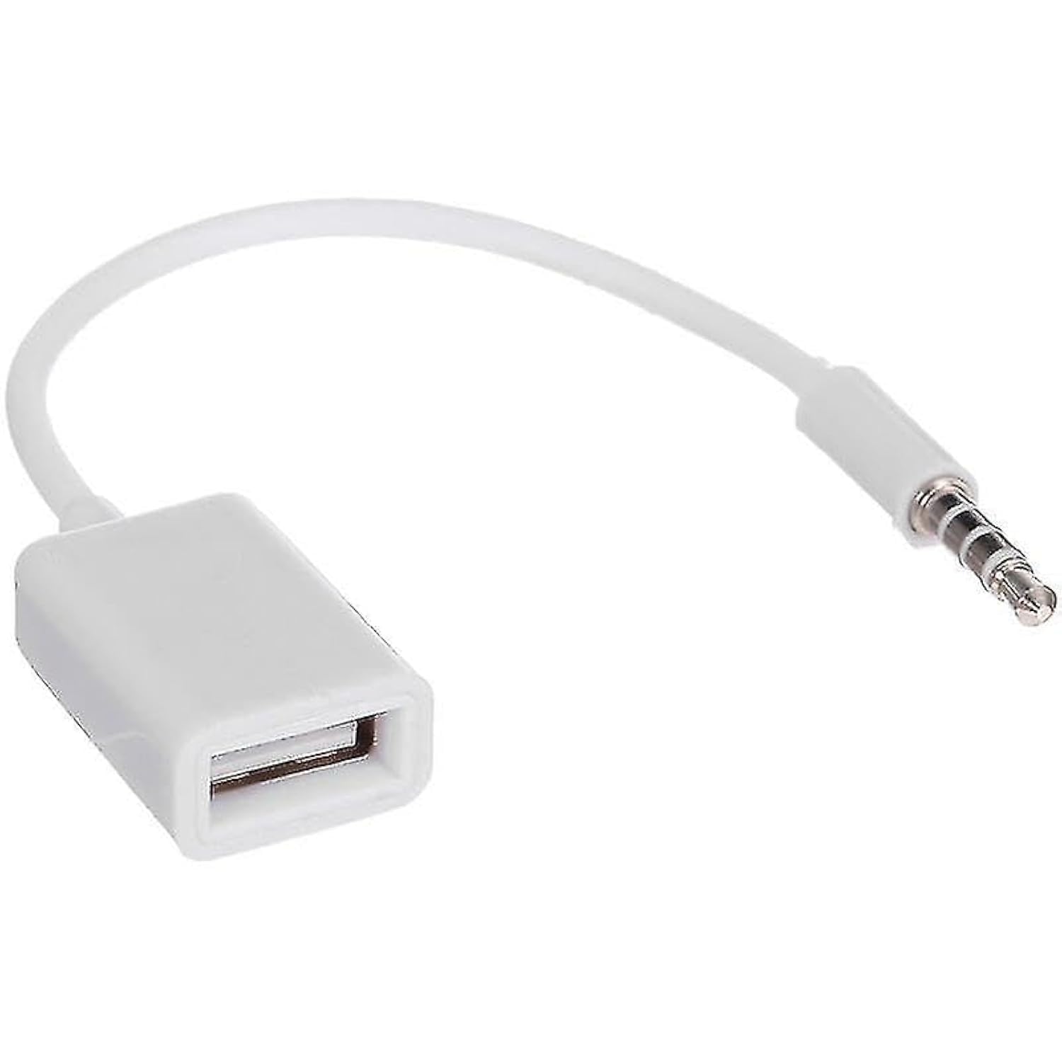 CABLEPELADO Cable Adaptador USB Hembra a Jack 3.5mm AUX Macho, Adaptador de USB a Audio AUX, Cable convertidor USB a 3.5mm, Apto para conectar Dispositivo USB a Toma AUX del Coche, 20 cm, Blanco