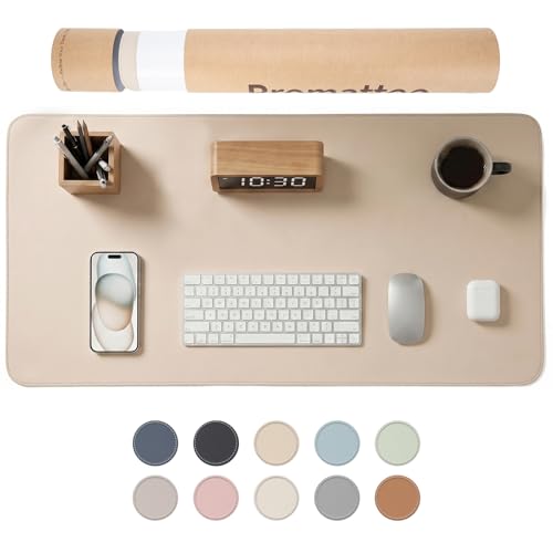 PROMATTOO XXL Schreibtischunterlage aus veganem Leder Rutschfest geruchsfrei & wasserabweisend Edle Laptop-Matte mit Geschenkverpackung für Büro Homeoffice & mehr Keine störenden Kanten!