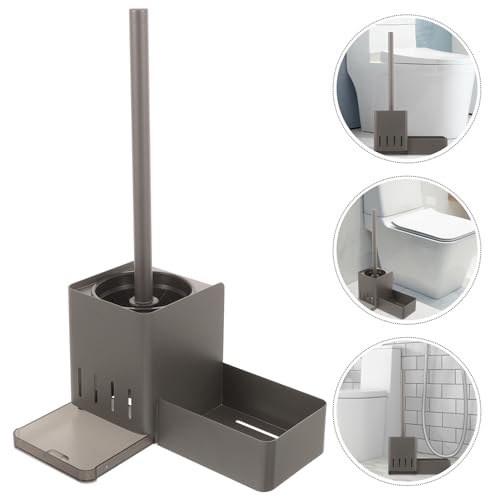 Porte-brosse WC mural avec support rangement et balai manche long - 6