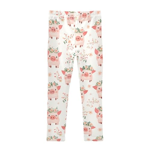 Cute Pigs Wreaths Girls' Leggings Toddler Doodles Kids Yoga Pants Dance Active Tights 4T2