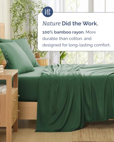 100% Rayon Derived from Bamboo - Bamboo Sheets King Size - Emerald Green - image 5