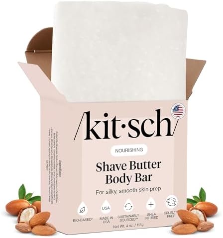 Kitsch Shaving Soap for Women - Hydrating Shave Butter Soap Bar - Nourishing Bar Soap for Smooth, Irritation-Free Shave – Paraben, Silicone, Sulfate-Free & Vegan - 4 oz