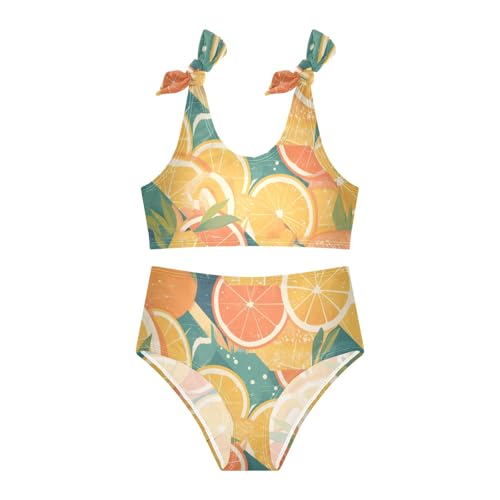 Slice Citrus Girls 2 Pieces Kids Bikini Set Scoop Neck Bathing Suit Swimwear Adjustable Strap3