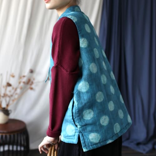 Ystylee Womens Quilted Vest Sleeveless Outerwear Lightweight Stand Collar Chinese Vintage Padded Outwear with Pockets4