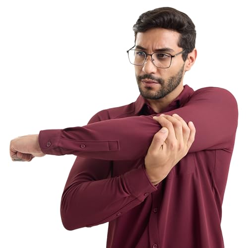 Image of Workday Shirt for Men Long Raglan Sleeve Regular Fit Superior Stretch Wrinkle Free Shape Retention Quick Dry Anti-Viral Finish UPF 50+