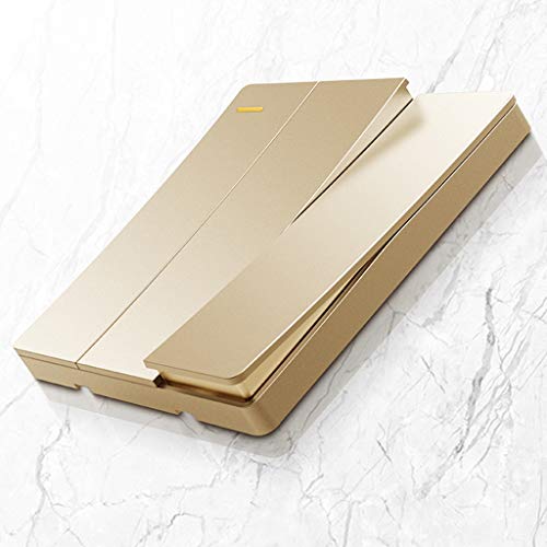 Light Switch Office Meeting Room Golden Metal 86 Type 10A Single Control Switch Invisible And Easy To Disassemble The Large Button Panel Decoration (Color : Gold, Size : 3) #TOP3