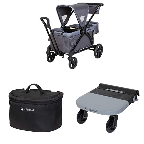 Bundle of Baby Trend Expedition 2 en 1 Stroller Wagon Plus, Ultra Grey + Cesta de almacenamiento + Tabla de cochecito suave para montar en las ruedas