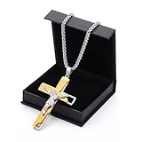 sailimue Collar de cruz de crucifijo para hombres y mujeres, collar con colgante de cruz ortodoxa, collares de cadena ortodoxa, oro, plata, negro, para hombre, joyería, regalos religiosos para mujeres