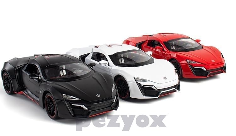 Image of LYKAN HYPERSPORT Sport 1:24 Big Size Diecast Scale Model Alloy Metal Pull Back Toy car for Kids with Openable Doors & Light, Music Toy Vehicle for Kids - Colors as Per Stock (White)